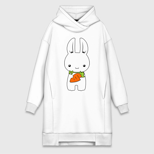 Женская толстовка-платье Зайчик с морковкой / Белый – фото 1