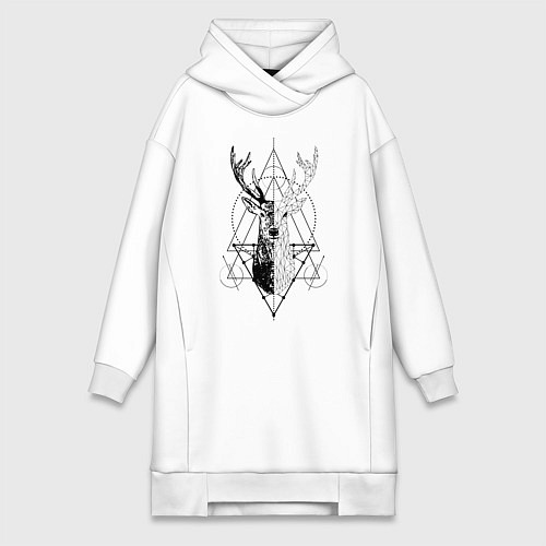Женская толстовка-платье Polygonal deer / Белый – фото 1