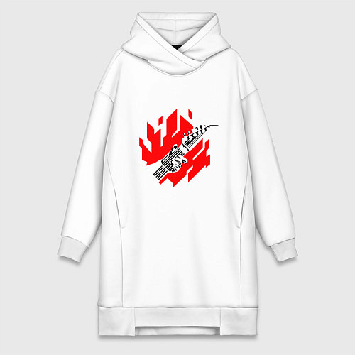 Женская толстовка-платье CYBERPUNK 2077 SAMURAI / Белый – фото 1