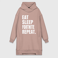 Женское худи-платье EAT SLEEP FORTNITE REPEAT, цвет: пыльно-розовый