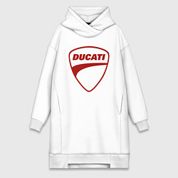 Женское худи-платье Ducati Logo Дукати Лого Z, цвет: белый