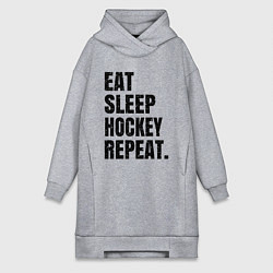 Женское худи-платье EAT SLEEP HOCKEY REPEAT, цвет: меланж