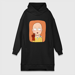 Женское худи-платье Сайтама One Punch Man, цвет: черный