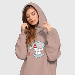 Женское худи-платье BTS sleep, цвет: пыльно-розовый — фото 2