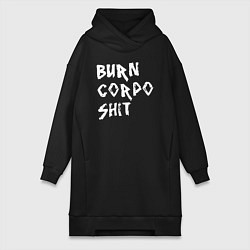 Женское худи-платье BURN CORPO SHIT, цвет: черный