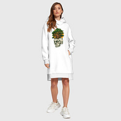 Женское худи-платье Дерево из черепа, цвет: белый — фото 2