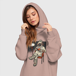 Женское худи-платье Читающий книгу водолаз, цвет: пыльно-розовый — фото 2