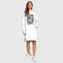 Женское худи-платье Mechanical Steampunk Стимпанк Дино Z, цвет: белый — фото 2