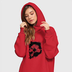 Женское худи-платье Skull, цвет: красный — фото 2