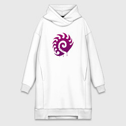 Женское худи-платье Zerg logo Purple, цвет: белый