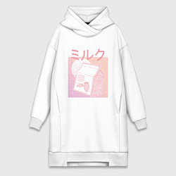 Женское худи-платье Vaporwave Strawberry Milk, цвет: белый