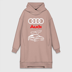 Женское худи-платье AUDI TT АУДИ ТТ СПОРТ, цвет: пыльно-розовый