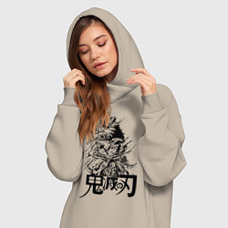 Женское худи-платье Иноске Хашибира Kimetsu no Yaiba, цвет: миндальный — фото 2