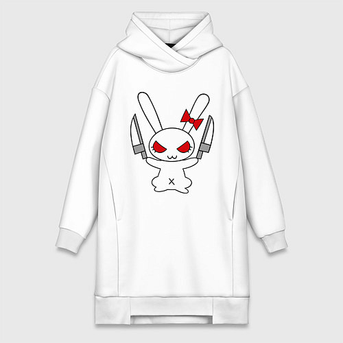 Женская толстовка-платье Зайка с ножами / Белый – фото 1