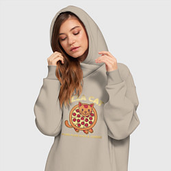 Женское худи-платье Pizza Cat, цвет: миндальный — фото 2