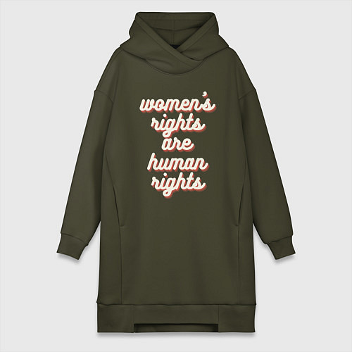 Женская толстовка-платье Womens rights are human right / Хаки – фото 1