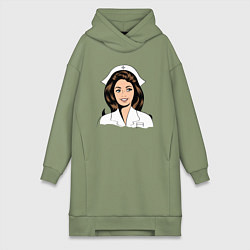 Женское худи-платье Медсестра Nurse Z, цвет: авокадо