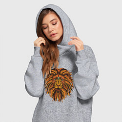 Женское худи-платье Голова Льва узор Мандала, цвет: меланж — фото 2