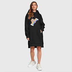 Женское худи-платье Единорожка на радуге, цвет: черный — фото 2