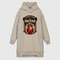 Женское худи-платье Гитара и крылья РОК, цвет: миндальный