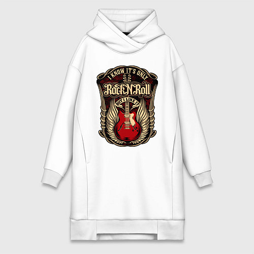 Женская толстовка-платье Гитара и крылья РОК / Белый – фото 1