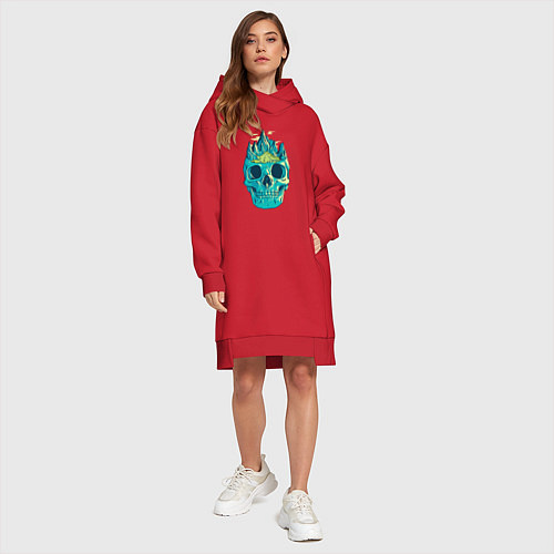 Женская толстовка-платье Скала Черепа Skull Mountain / Красный – фото 4