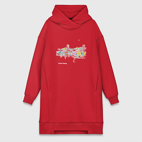 Женская толстовка-платье Ночной полёт / Красный – фото 1