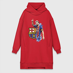 Женское худи-платье Lionel Messi Barcelona Argentina!, цвет: красный