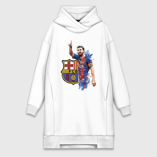 Женская толстовка-платье Lionel Messi Barcelona Argentina! / Белый – фото 1