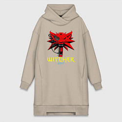 Женское худи-платье Ведьмак 2077 Школа Волка, цвет: миндальный