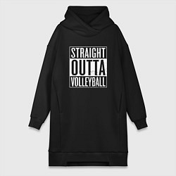 Женское худи-платье Straight Outta Volleyball, цвет: черный