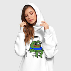 Женское худи-платье Лягушонок пепе, цвет: белый — фото 2