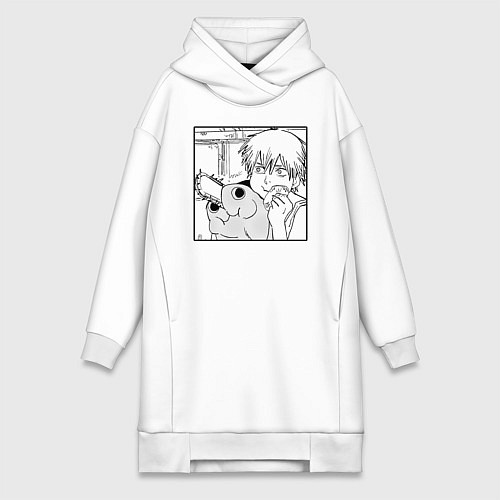 Женская толстовка-платье Человек — бензопила / Белый – фото 1