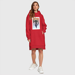 Женское худи-платье Брутальный Гаррус, цвет: красный — фото 2