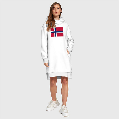 Женская толстовка-платье Норвегия Флаг Норвегии / Белый – фото 4
