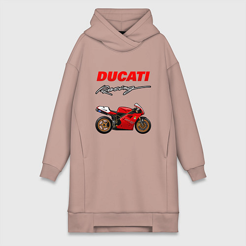 Женская толстовка-платье DUCATI ДУКАТИ MOTOSPORT / Пыльно-розовый – фото 1