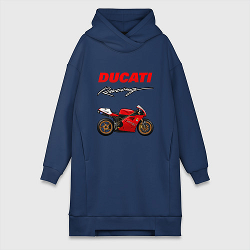 Женская толстовка-платье DUCATI ДУКАТИ MOTOSPORT / Тёмно-синий – фото 1