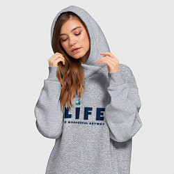 Женское худи-платье Life is wonderful, цвет: меланж — фото 2