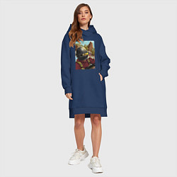 Женское худи-платье Дино Лэнд PUBG, цвет: тёмно-синий — фото 2