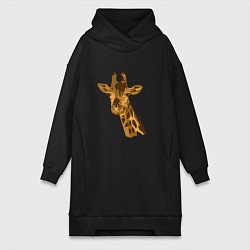 Женское худи-платье Жираф Жора, цвет: черный