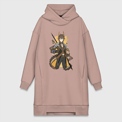 Женское худи-платье Чжун Ли в деле, цвет: пыльно-розовый