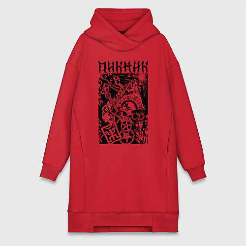 Женская толстовка-платье Пикник арт символы / Красный – фото 1