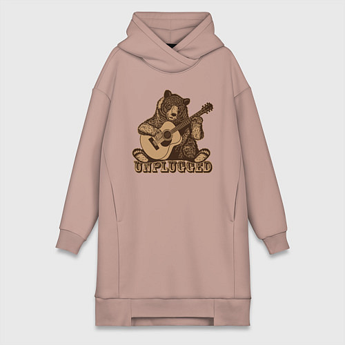 Женская толстовка-платье Медведь играет на гитаре / Пыльно-розовый – фото 1