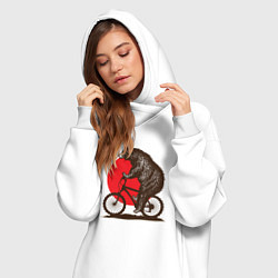Женское худи-платье Медведь на велосиеде, цвет: белый — фото 2