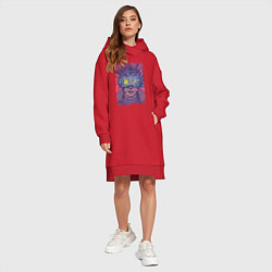 Женское худи-платье CYBERPUNK 2077 КИБЕРПАНК Z, цвет: красный — фото 2