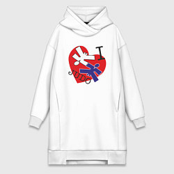 Женское худи-платье Люблю Дзюдо, цвет: белый