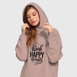 Женское худи-платье Think happy thoughts, цвет: пыльно-розовый — фото 2