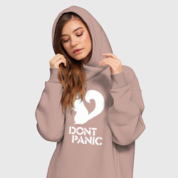 Женское худи-платье Dont panic white, цвет: пыльно-розовый — фото 2
