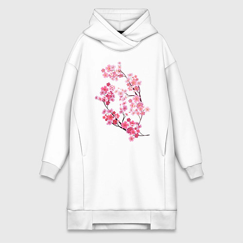 Женская толстовка-платье Цветение вишни / Белый – фото 1