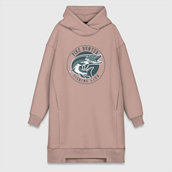 Женское худи-платье Охотник на щуку, цвет: пыльно-розовый